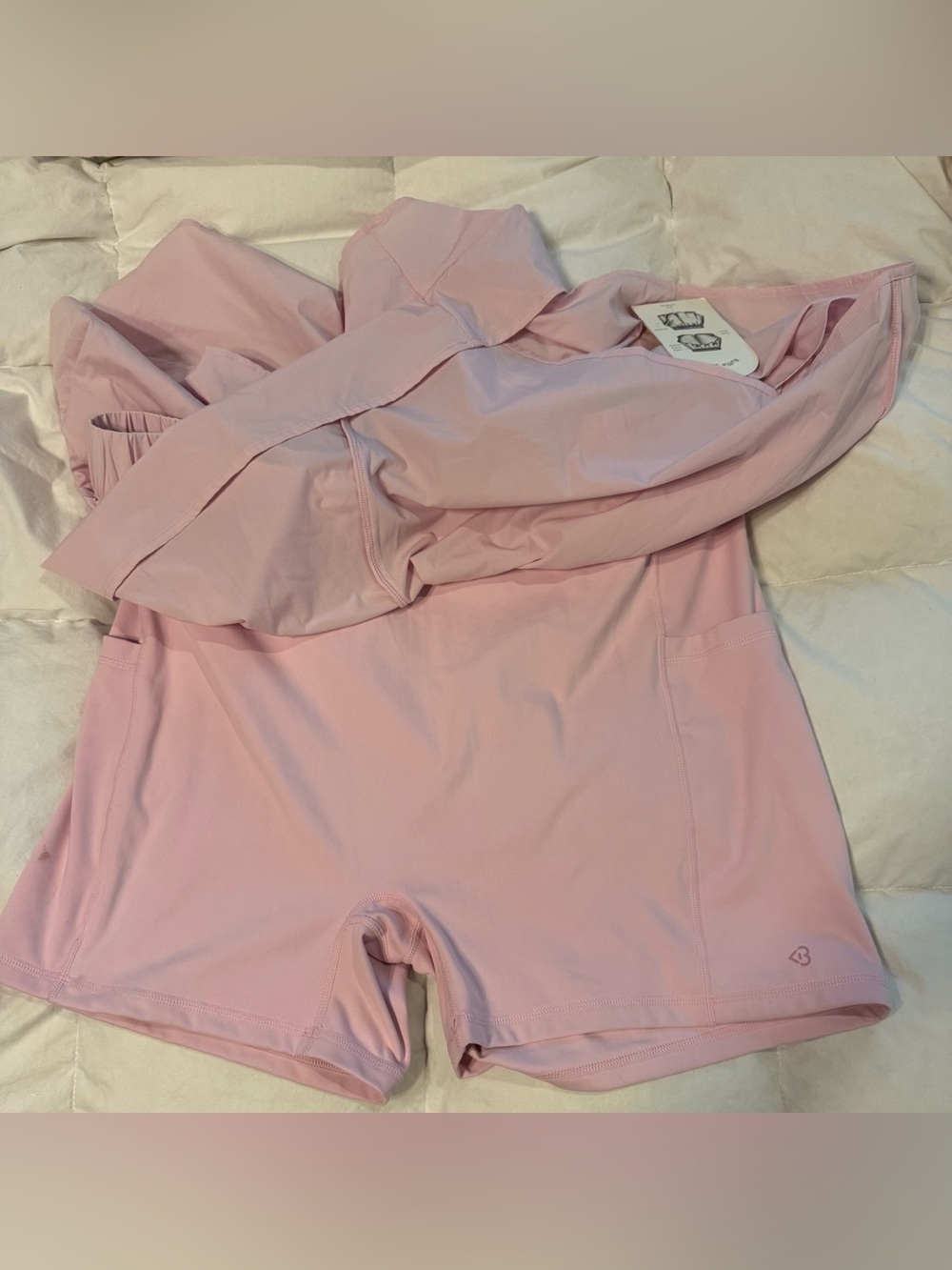 Plus Size 1X Blogilates Lilac Snow Athletic Ruffle Running Shorts w/Pockets - Picture 3 of 6